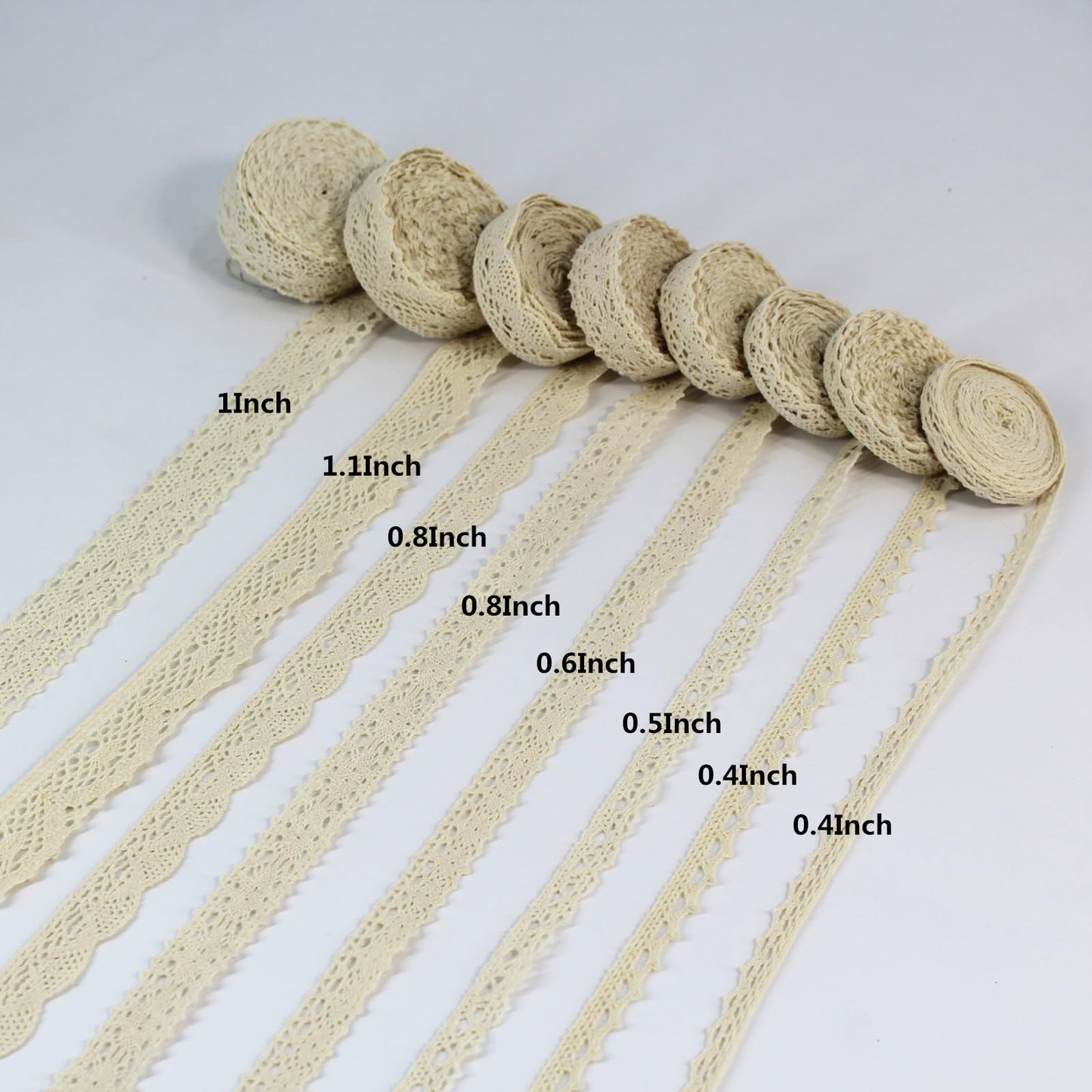 SUNMOVE 60 Yards Lace Trim Sewing Ribbon,8 Rolls Crochet Lace Ribbon and 2 Rolls White Lace Trim Ribbon for DIY, Gift Wrap, Scrapbooking,Wedding Crafts