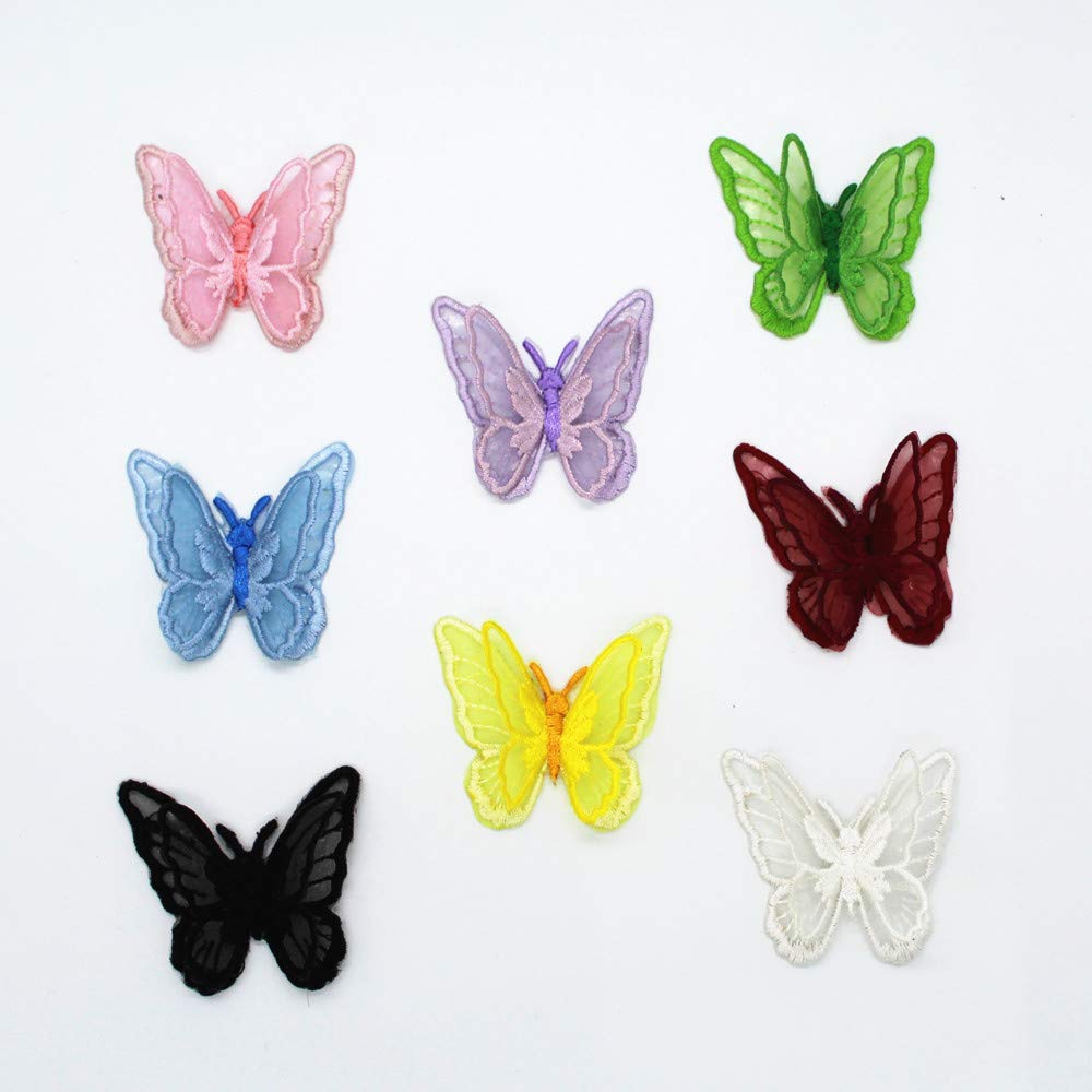 SUNMOVE 10pcs Embroidery Butterfly Sew Iron On Patch Badge Wedding Bridal Dress Embroidered Applique Sewing Craft DIY