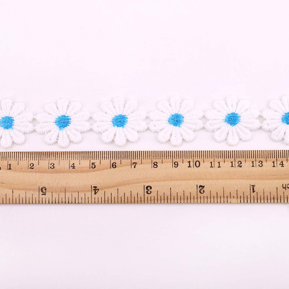 2 Yards Embroidered Daisy Flower Lace Edge Trim Wedding Dress Bridal Ribbon Sew On Applique Fabric Crafts