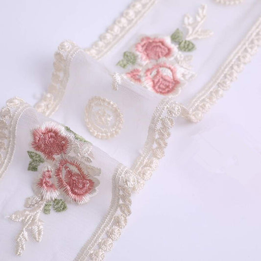 SUNMOVE 2 Yard Flower Lace Edge Trim Ribbon Exquisite Floret Fabric Embroidered Applique Sewing Craft Wedding Dress Trim DIY