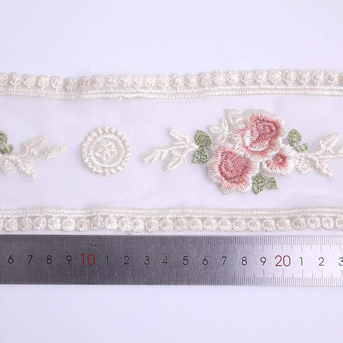 SUNMOVE 2 Yard Flower Lace Edge Trim Ribbon Exquisite Floret Fabric Embroidered Applique Sewing Craft Wedding Dress Trim DIY