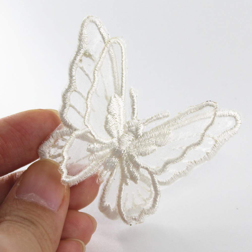 SUNMOVE 10pcs Embroidery Butterfly Sew Iron On Patch Badge Wedding Bridal Dress Embroidered Applique Sewing Craft DIY