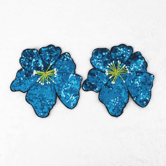 SUNMOVE 2 Pcs Embroidery Sequin Bra Applique Sewing Flower Fabric Patch For Hat,Bra,Jacket,Gown Dress DIY Crafts