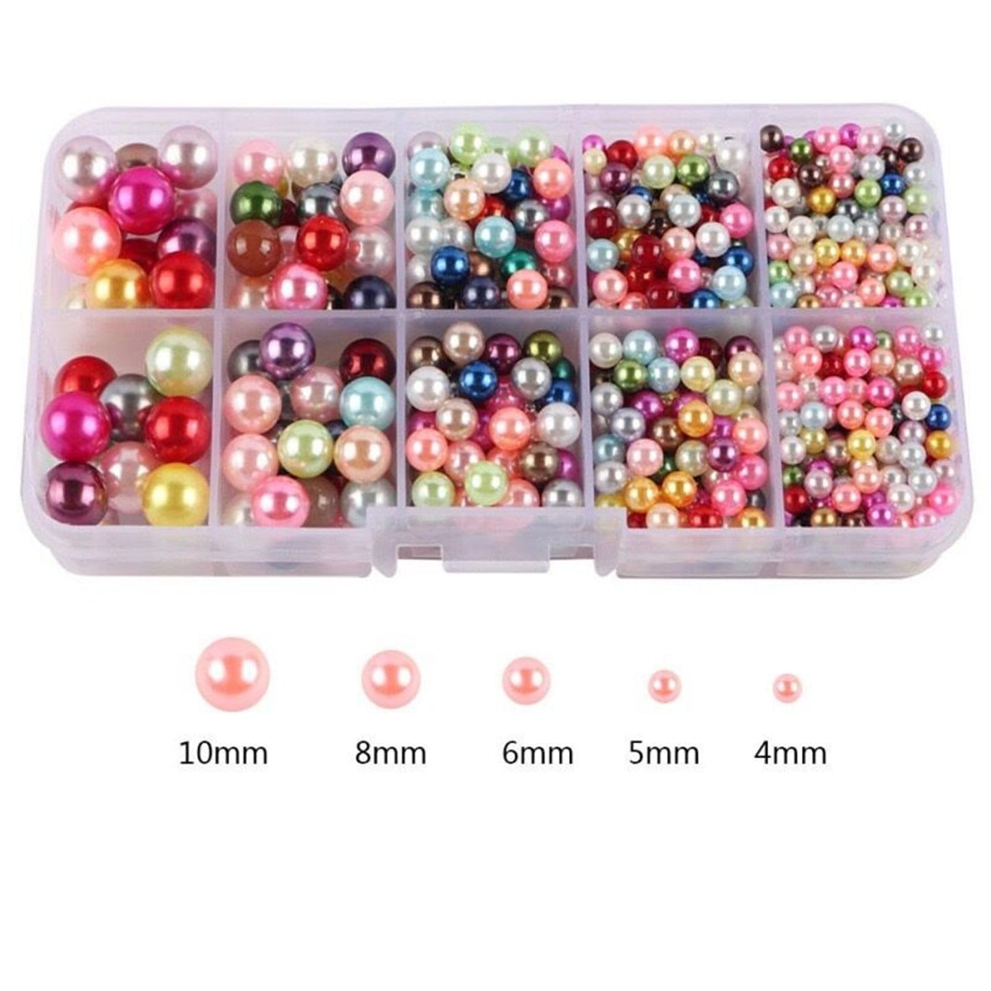 SUNMOVE Pearl Beads No Holes, 670pcs Pearl Craft Beads Round Pearls for Clothes Making, Wedding Dress Bags Skirts Beads DIY Crafts (Assorted Sizes)