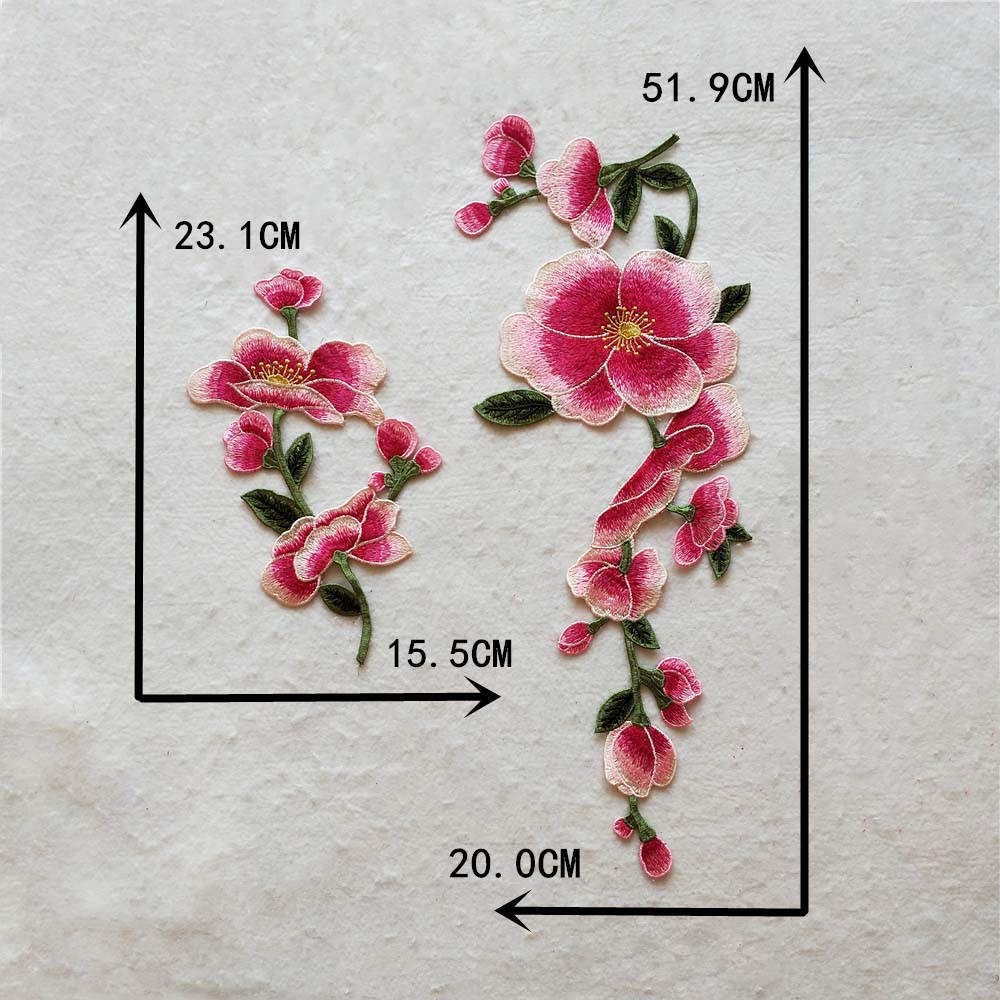 One Pair Rose Flower Embroidery Applique Badge Embroidered Floral Collar Sew Patch Bust Dress Jeans Craft