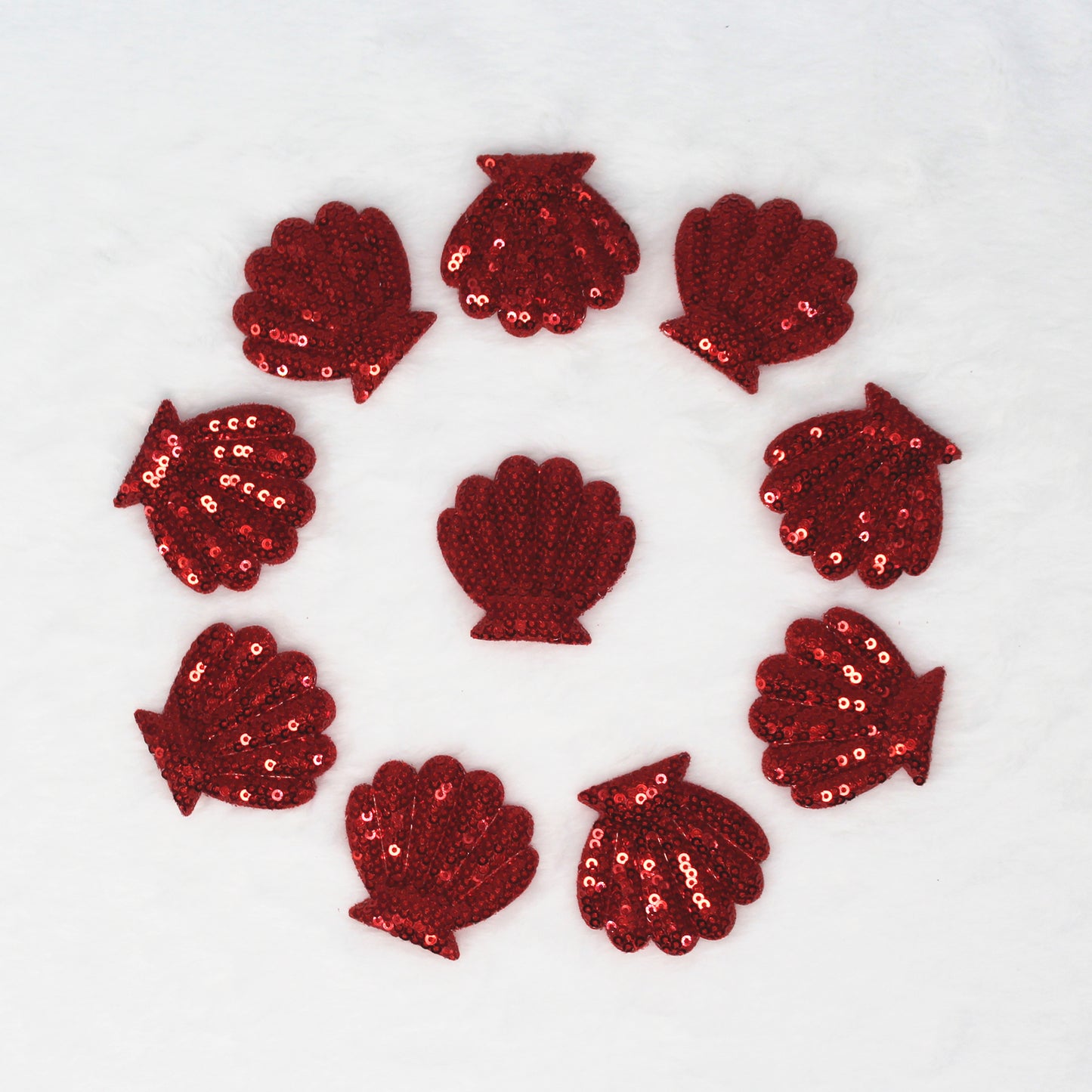 SUNMOVE 10Pcs Embroidery Shell Shapes Sew On Patch Badge Bag Hat Hair Accessory Applique