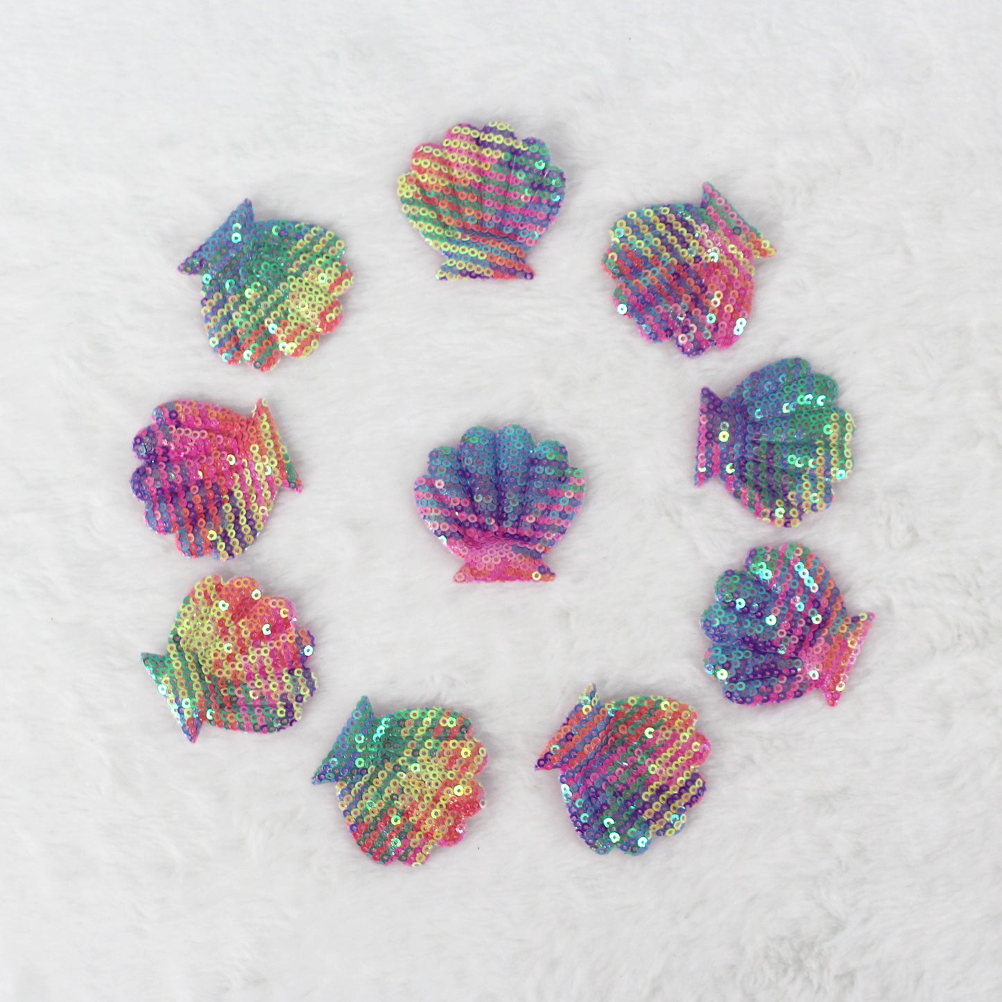 SUNMOVE 10Pcs Embroidery Shell Shapes Sew On Patch Badge Bag Hat Hair Accessory Applique