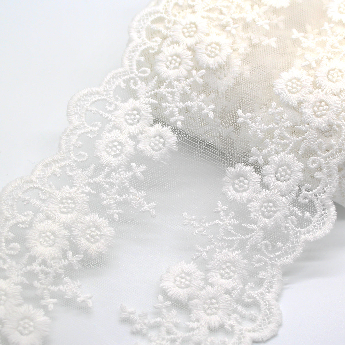 4 Yard Vintage White Lace Edge Trim Flower Embroidery Wedding Dress Bag Sewing DIY