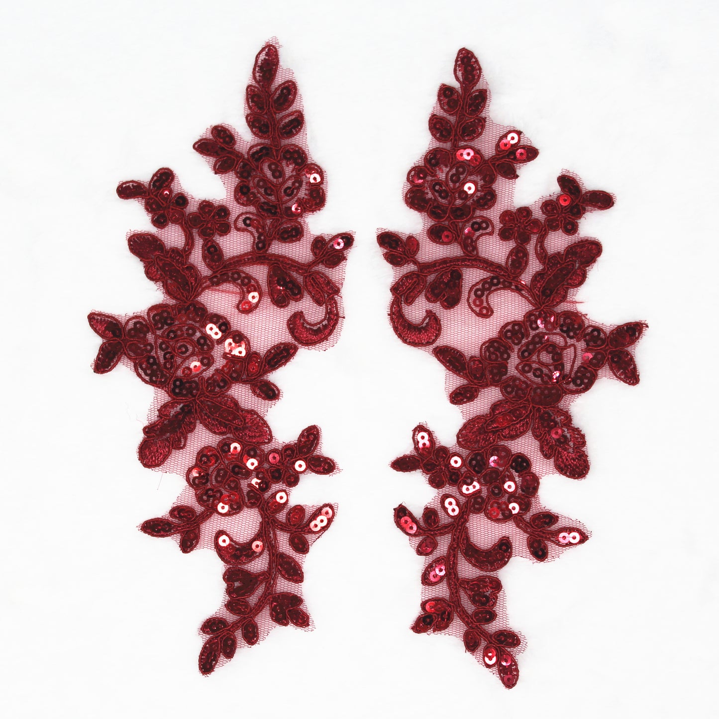 SUNMOVE Pair of Embroidery Sequin Lace Applique Sewing Flower Fabric Collar Patch Motif Wedding Gown Dress Bridal DIY Crafts
