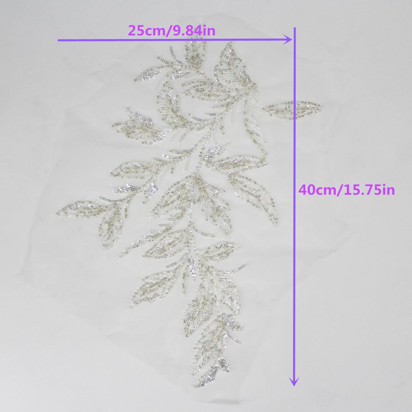 SUNMOVE 1PC 3D Beaded Embroidery Sequin Lace Applique Sew On Flower Fabric Collar Patch for Wedding Gown Dress Bridal DIY Crafts